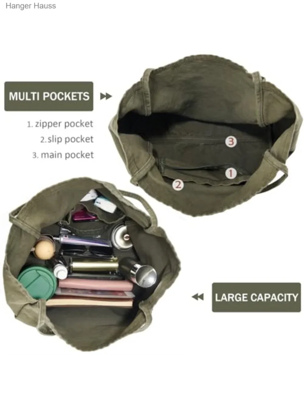 Canvas Tote Bag for Women Large Hobo Shoulder Bag Work Travel Casual Purse With